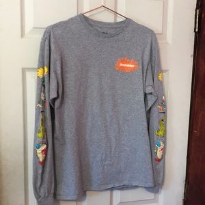 Nickelodeon Nicktoons Gray Long Sleeve T-Shirt Mens Medium M